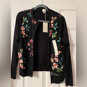 Floral embroidered cardigan